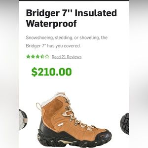 Women’s oboz Bridger 7 inch boots size 10. Tan. Waterproof. Like new.